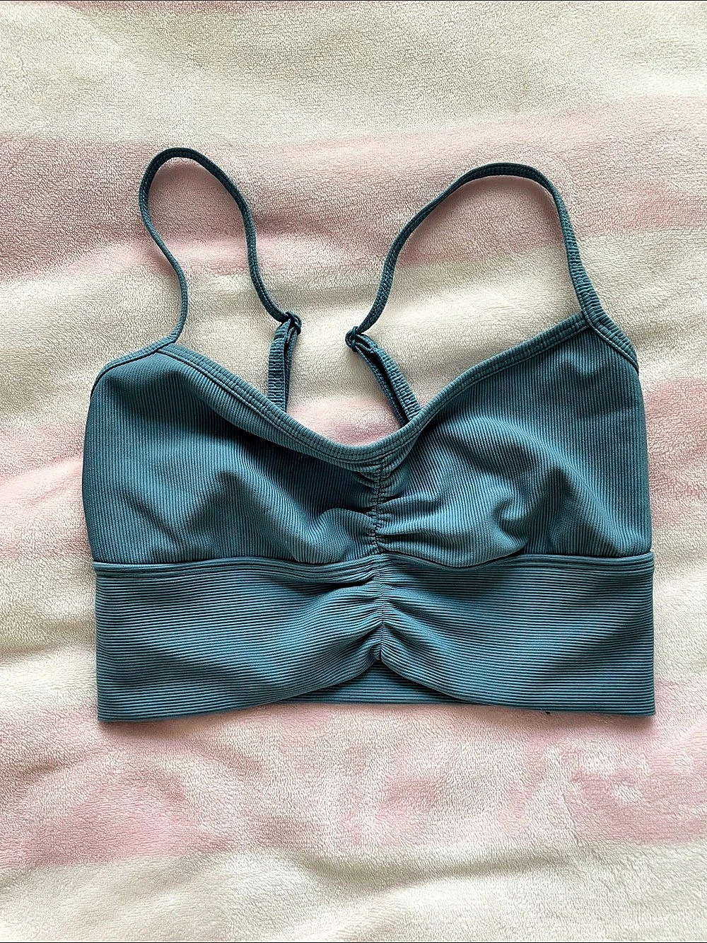 L*SPACE Ribbed Sports Bra in Blue Size XS/P Like New
